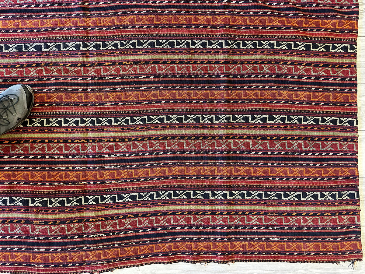 Antique Caucasian Jajim Square Rug 6'4" x 6'8", Hand-Woven Wool, view 11