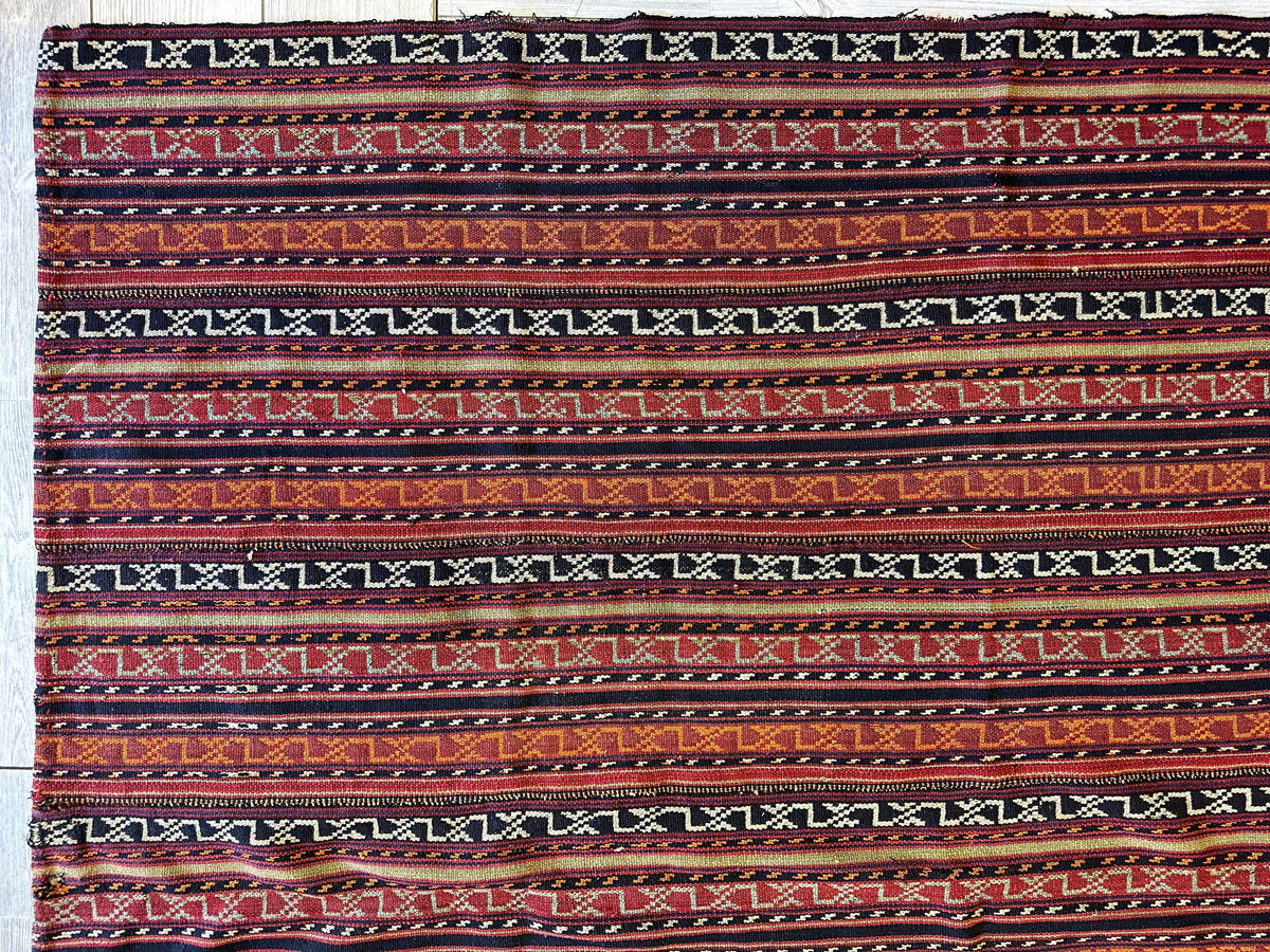 Antique Caucasian Jajim Square Rug 6'4" x 6'8", Hand-Woven Wool, view 4