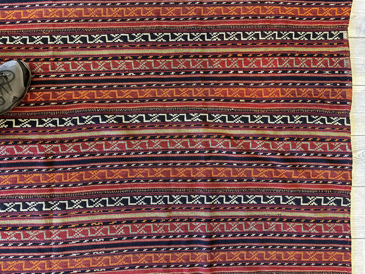 Antique Caucasian Jajim Square Rug 6'4" x 6'8", Hand-Woven Wool, view 8