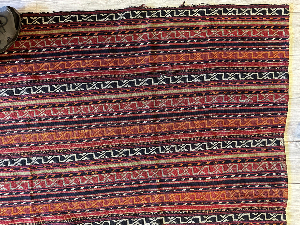 Antique Caucasian Jajim Square Rug 6'4" x 6'8", Hand-Woven Wool, view 9