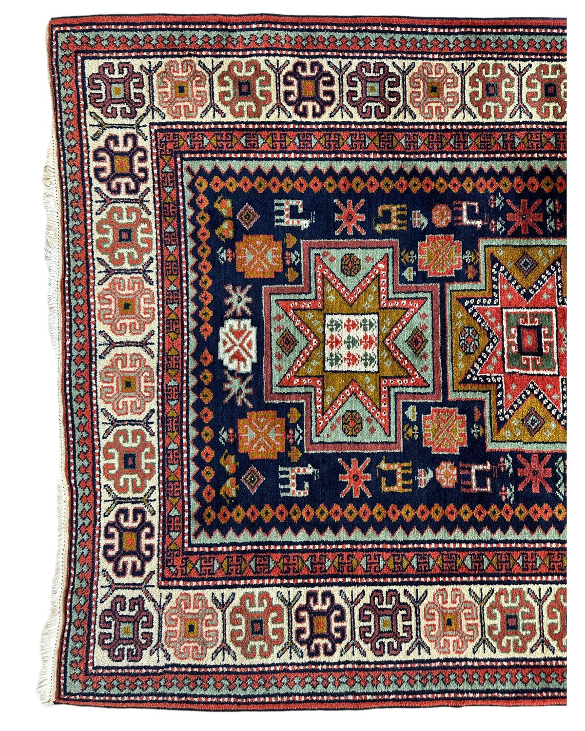 Vintage Armenian Karabakh Rug 4'2" x 7'1", Hand-Knotted Wool, 1960s, view 3