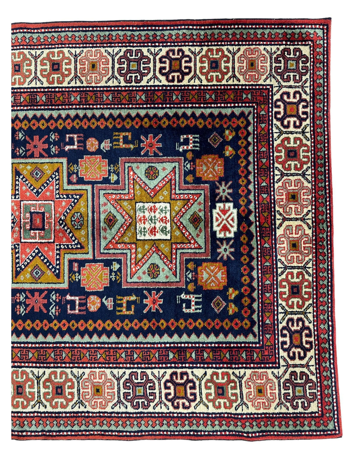 Vintage Armenian Karabakh Rug 4'2" x 7'1", Hand-Knotted Wool, 1960s, view 5