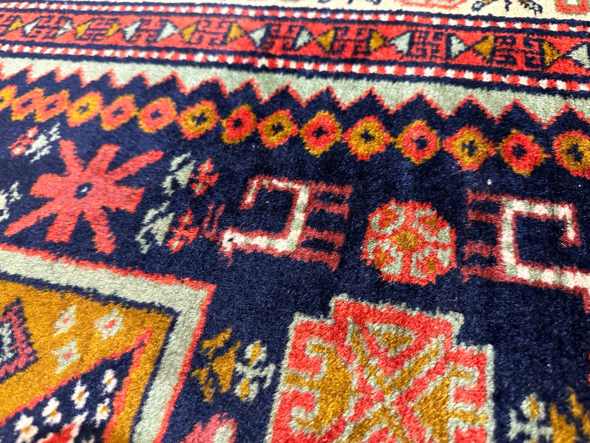 Vintage Armenian Karabakh Rug 4'2" x 7'1", Hand-Knotted Wool, 1960s, view 7