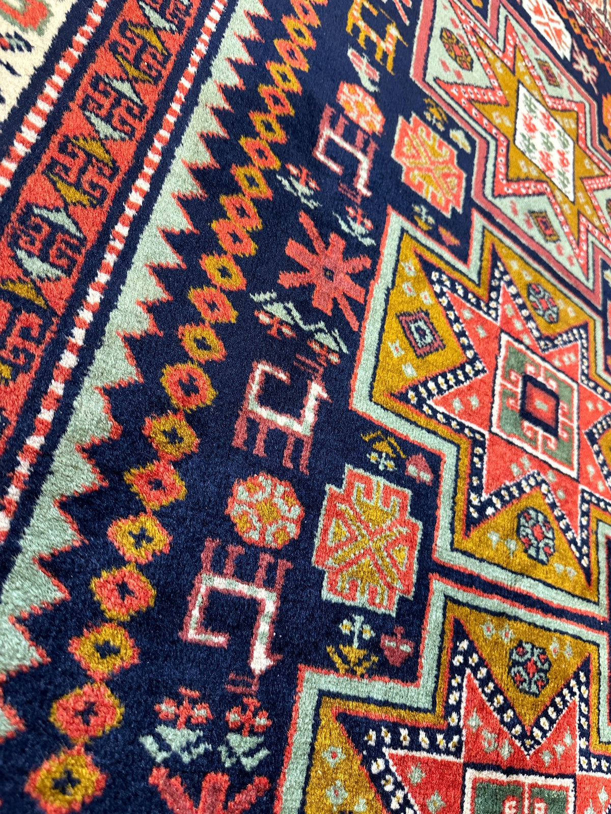 Vintage Armenian Karabakh Rug 4'2" x 7'1", Hand-Knotted Wool, 1960s, view 8