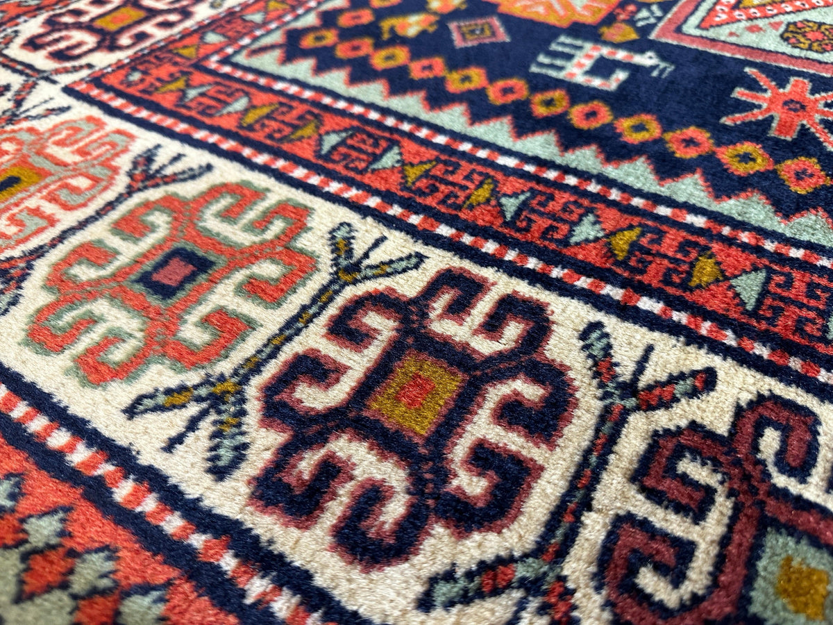 Vintage Armenian Karabakh Rug 4'2" x 7'1", Hand-Knotted Wool, 1960s, view 9