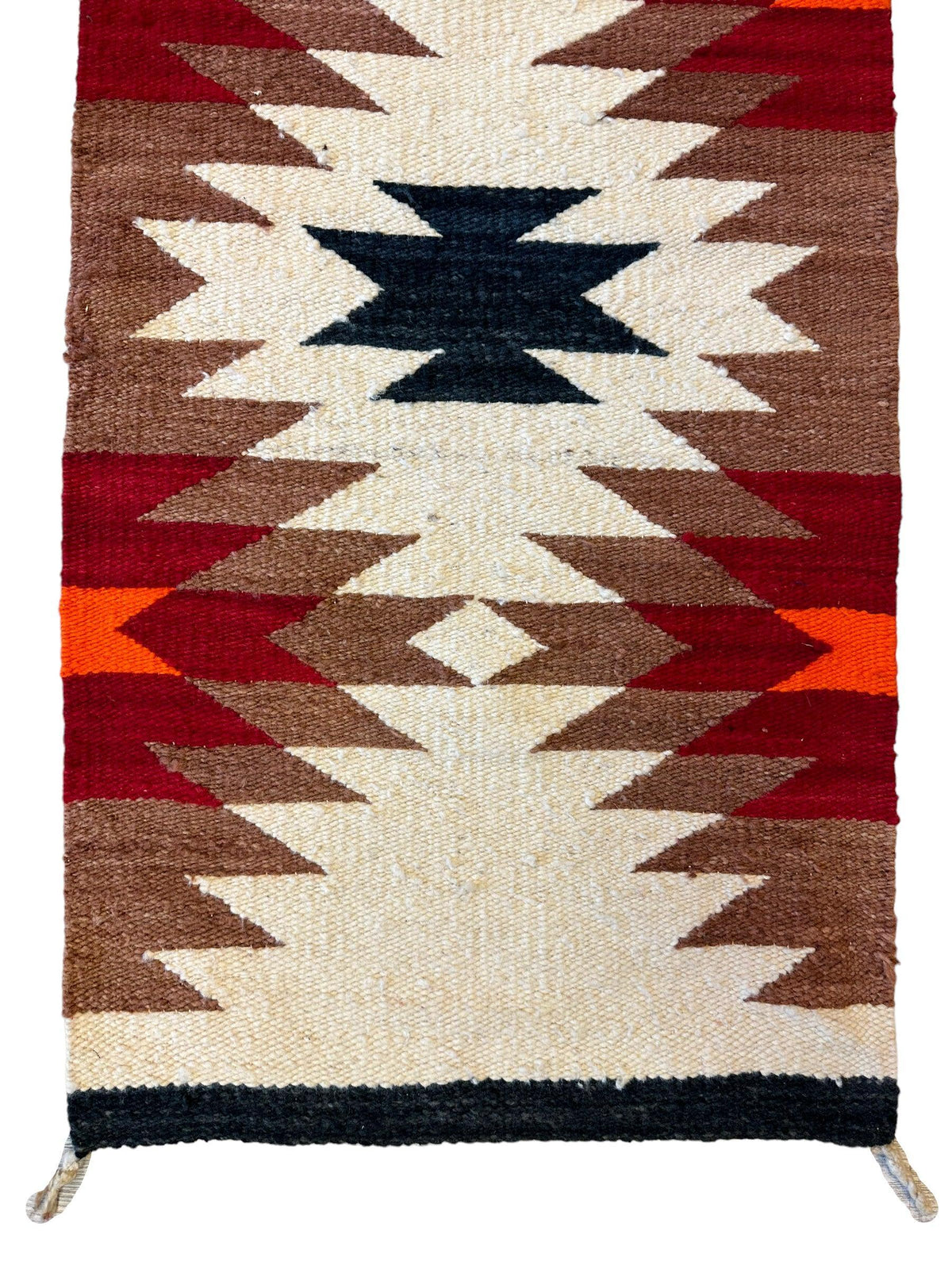 Vintage Navajo Rug 19" x 38", Hand-Woven Wool, Cream, view 2