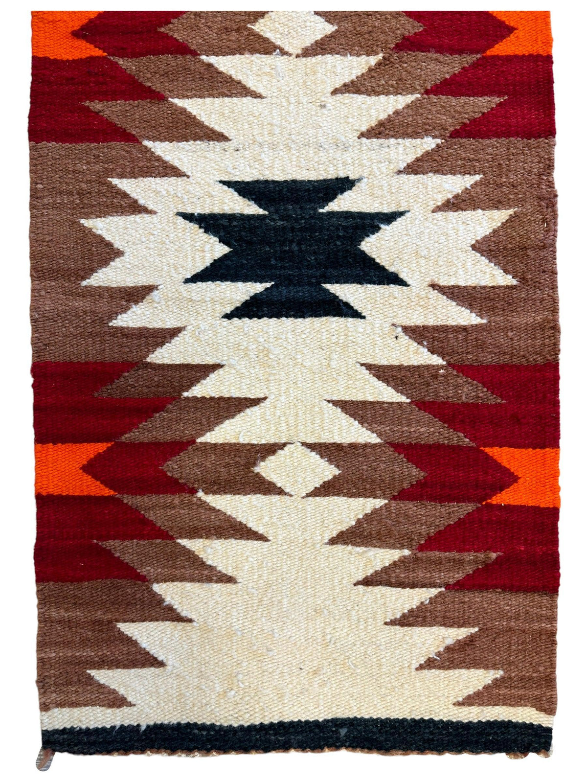 Vintage Navajo Rug 19" x 38", Hand-Woven Wool, Cream, view 3