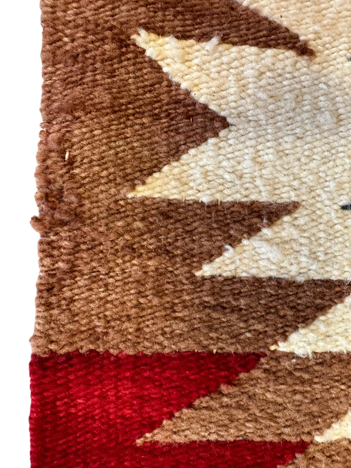 Vintage Navajo Rug 19" x 38", Hand-Woven Wool, Cream, view 5