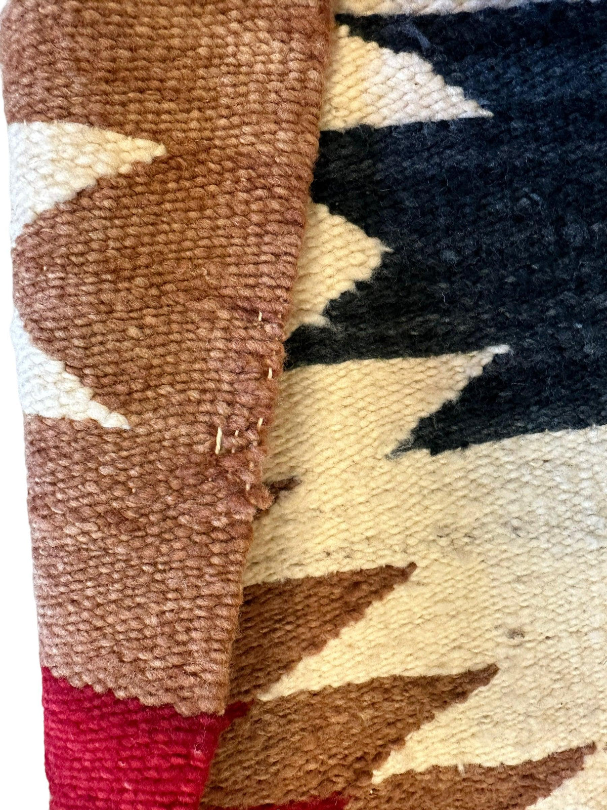 Vintage Navajo Rug 19" x 38", Hand-Woven Wool, Cream, view 6