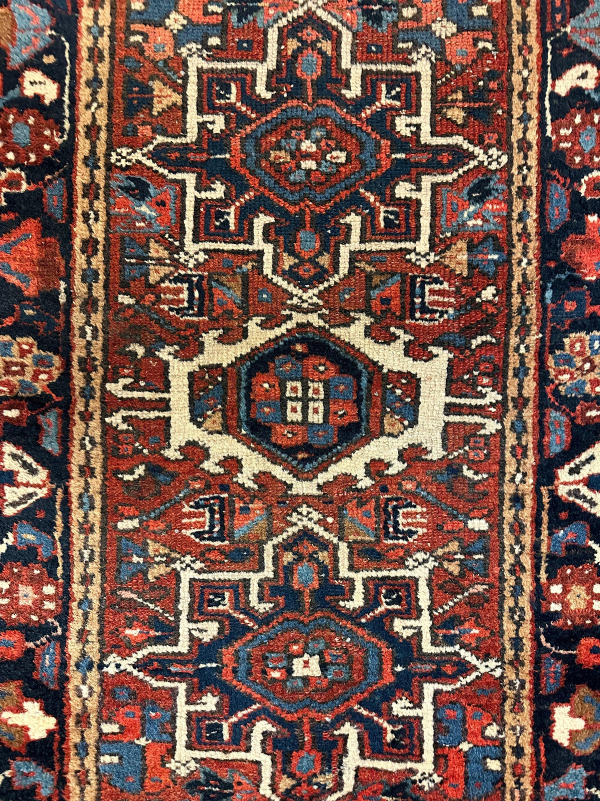 Antique Persian Karaja Rug 24" x 33", Hand-Knotted Wool, c. 1900, view 3
