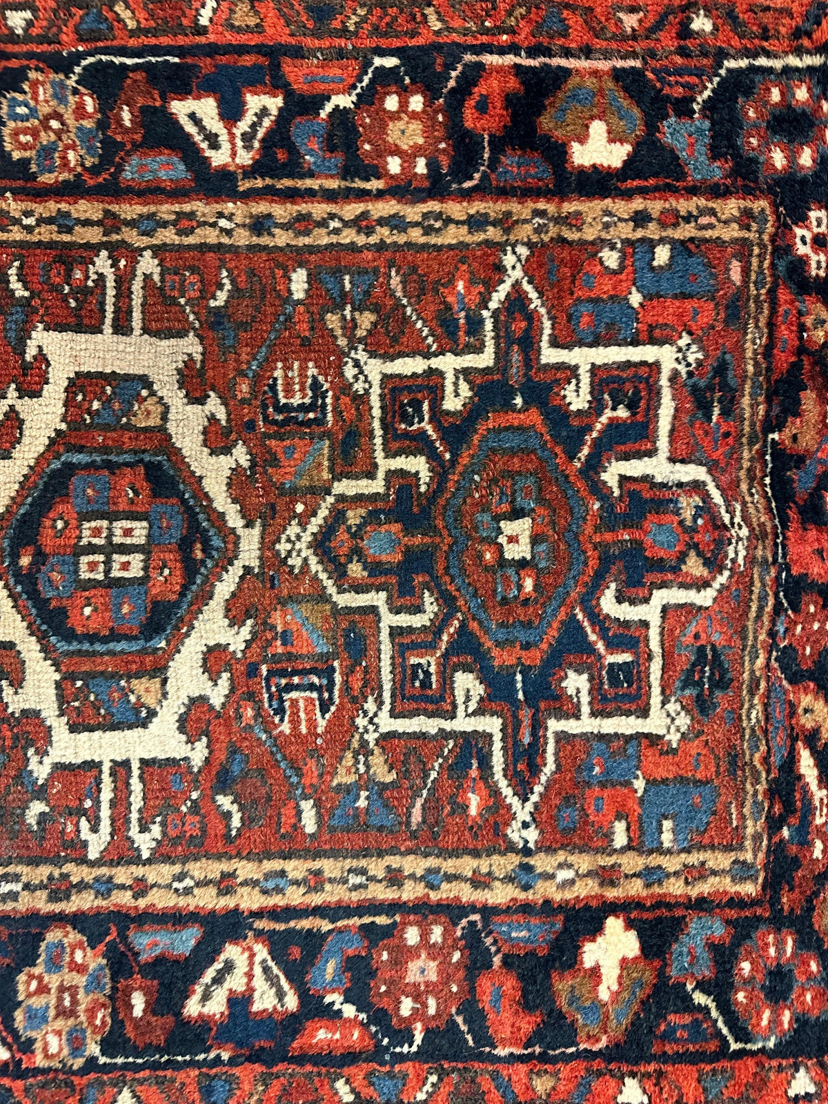 Antique Persian Karaja Rug 24" x 33", Hand-Knotted Wool, c. 1900, view 6