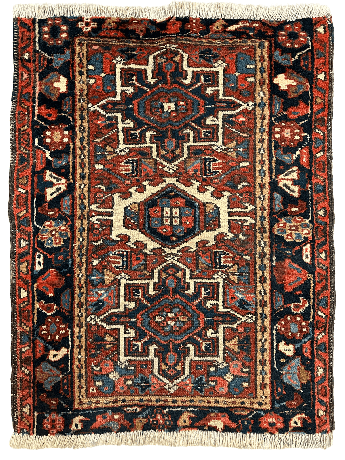 Antique Persian Karaja Rug 24" x 33", Hand-Knotted Wool, c. 1900, view 7