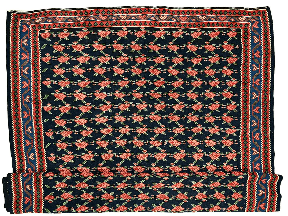 Vintage Persian Senneh Kilim 4'4" x 7', Hand-Woven Wool, 1950s, view 5