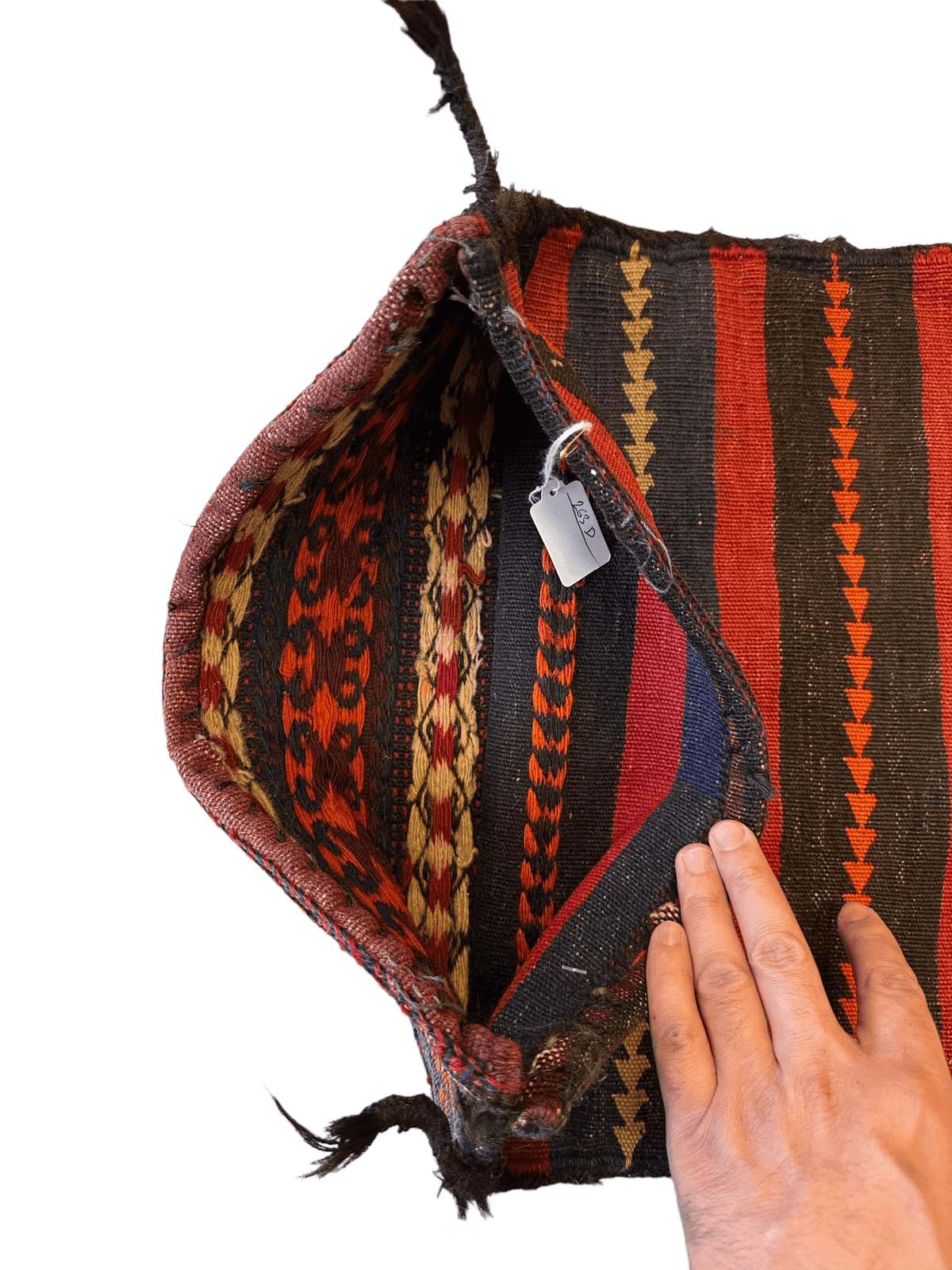 Antique Persian Qashqai Bagface 15" x 18", Hand-Knotted Wool, c. 1900, view 3